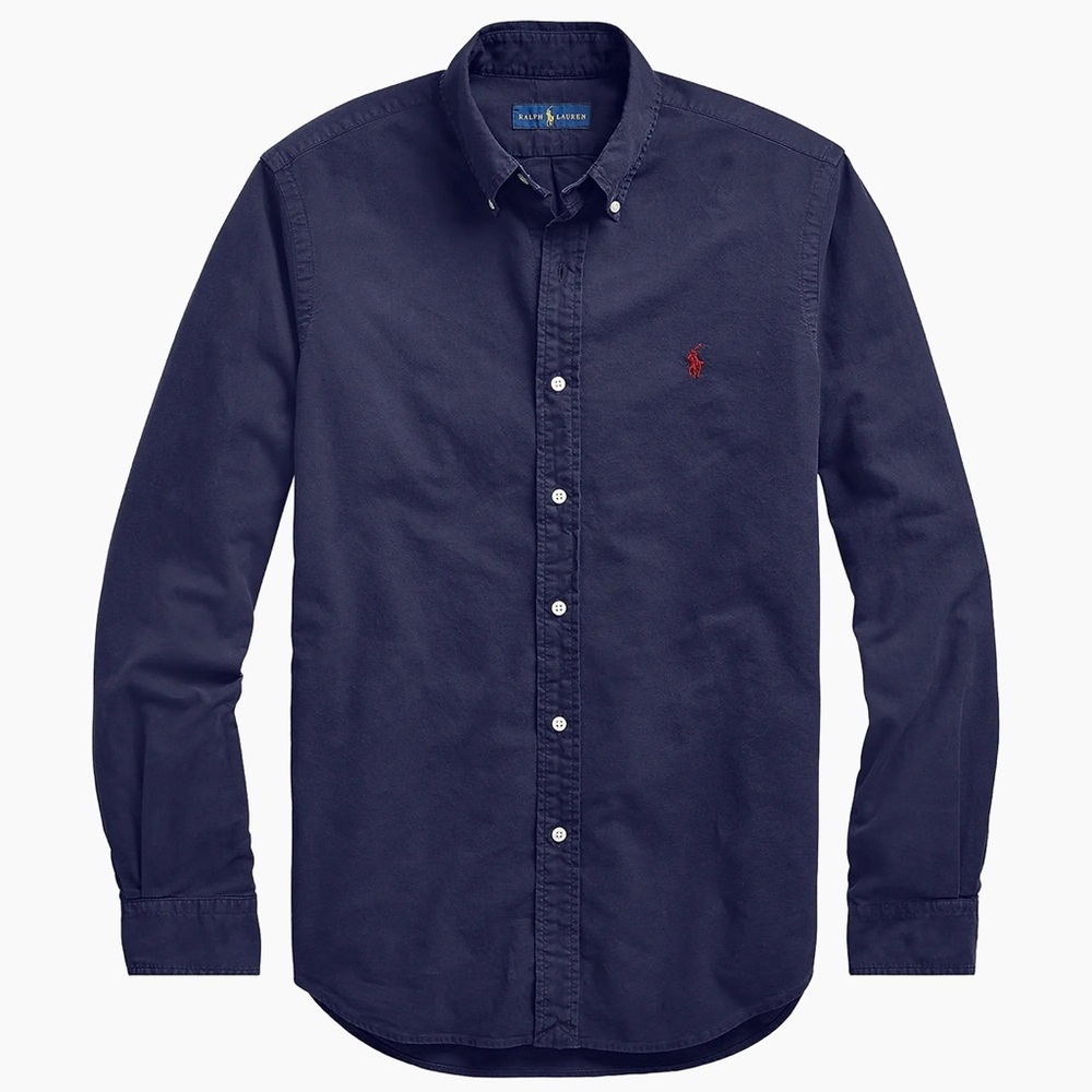 NWT Ralph Lauren Men’s Garment-Dyed Classic-Fit Oxford Shirt Navy Blue 5 XB